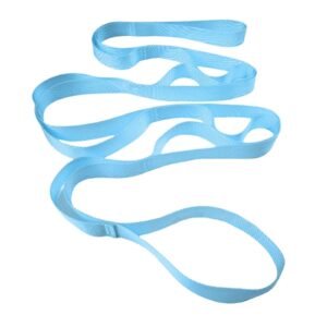 Stretching Strap with 10 Loops, Non-Elastic Exercise Strap for Physical Therapy, Pilates, Dance, Flexibility & Rehabilitation – Light Blue