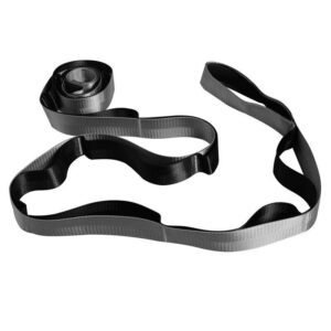Yoga Stretch Strap with Handles for Stretching, Non-Elastic Exercise Strap for Physical Therapy, Pilates, Yoga & Flexibility Training – Silver