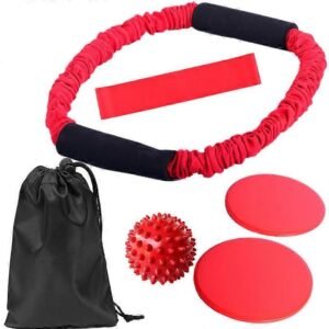 Yoga Fitness O-ring Tensioner Six-piece Stretch Strap For Yoga Exercise Pilates Red