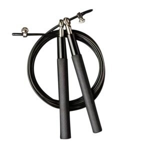 Adjustable Jump Rope with Aluminum Handles, Tangle-Free Ball Bearing Skipping Rope for Fitness Training – Black