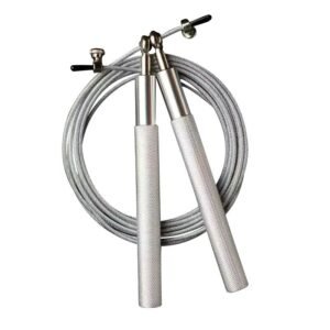 Adjustable Jump Rope with Aluminum Handles, Tangle-Free Ball Bearing Skipping Rope for Fitness Training – Silver