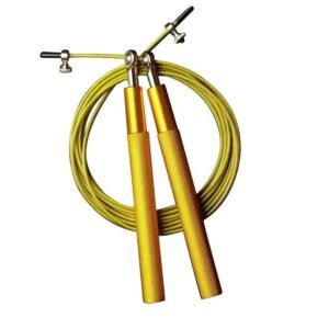 Adjustable Jump Rope with Aluminum Handles, Tangle-Free Ball Bearing Skipping Rope for Fitness Training – Gold
