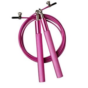 Adjustable Jump Rope with Aluminum Handles, Tangle-Free Ball Bearing Skipping Rope for Fitness Training – Pink