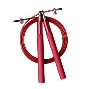 Adjustable Jump Rope with Aluminum Handles, Tangle-Free Ball Bearing Skipping Rope for Fitness Training – Red