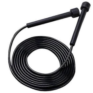 Speed Jump Rope for Fitness, Racing Skipping Rope with Ball Bearings, Adjustable Exercise Jump Rope for Cardio, Boxing, CrossFit & Workout – Black