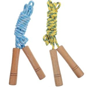 2pcs Sport Ropes Jump Ropes Daily Use Jump Ropes Fitness Jump Ropes Exercise Supply – Blue Yellow