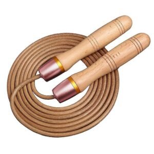 Adjustable Leather Jump Rope with Wooden Handles, Ball Bearing Speed Skipping Rope for Cardio, Boxing, Fitness, CrossFit & Exercise Training – Rose Red