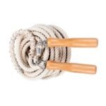 Wooden Handle Long Jump Rope, Adjustable Cotton Twine Skipping Rope for Team Games, School Sports, Playground Activities & Fitness – 12m