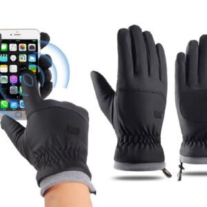 Winter Water Repellent Ski Snow Warm Gloves with Touchscreen Fingers – Black