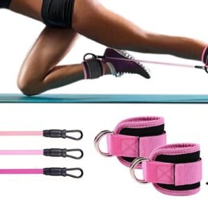 6Pcs Ankle Resistance Bands Ankle Bands for Working Out with Cuffs Resistance Bands -Pink