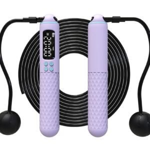 Smart Digital Jump Rope for Accurately Counts Jumps Sets Goals and Monitors Progress -Purple