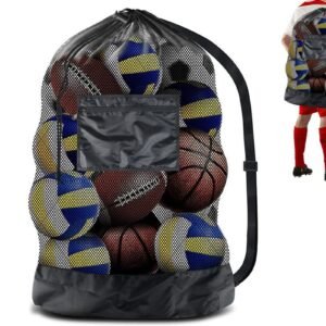 Extra Large Sport Ball Bag Heavy Duty Breathable Mesh Storage Bag With Adjustable Shoulder Strap – Style 2