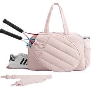 Womens Tennis Gym Bag Sports Tote Fits Two Rackets with Shoe Compartment – Pink