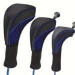 3Pcs Set Golf Club Head Cover for Woods and Driver with Interchangeable Tags 3 4 5 7 X – Blue
