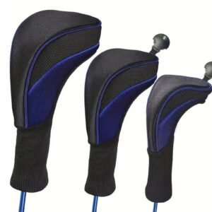 3Pcs Set Golf Club Head Cover for Woods and Driver with Interchangeable Tags 3 4 5 7 X – Blue