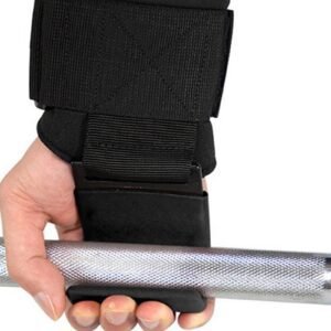 2pcs Weight Lifting Hook Hand Grip Support Wrist Straps Powerlifting Grips Gym Gloves(Black)