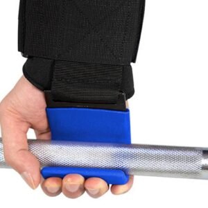 2pcs Weight Lifting Hook Hand Grip Support Wrist Straps Powerlifting Grips Gym Gloves(Blue)