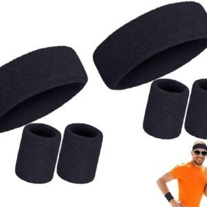 2 Pack Sweatbands Sports Headband for Tennis Badminton Yoga – Black