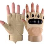 Men Half Finger Gloves Army Military Fingerless Combat Outdoor Tactical Gloves -Brown / M