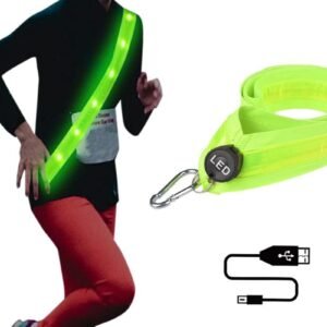 Rechargeable Running Gear LED Reflective Belt Sash Professional Safety Gear Safety Belt -Green