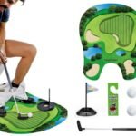 Toilet Golf Game Toilet Golf Toys Set with Practice Mat Golf Club 2 Balls Bathroom Practice Mini Golf in Restroom
