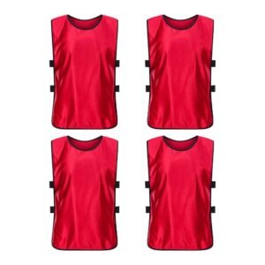 4Pcs Scrimmage Training Vest Team Sports Games Practice Jersey Red