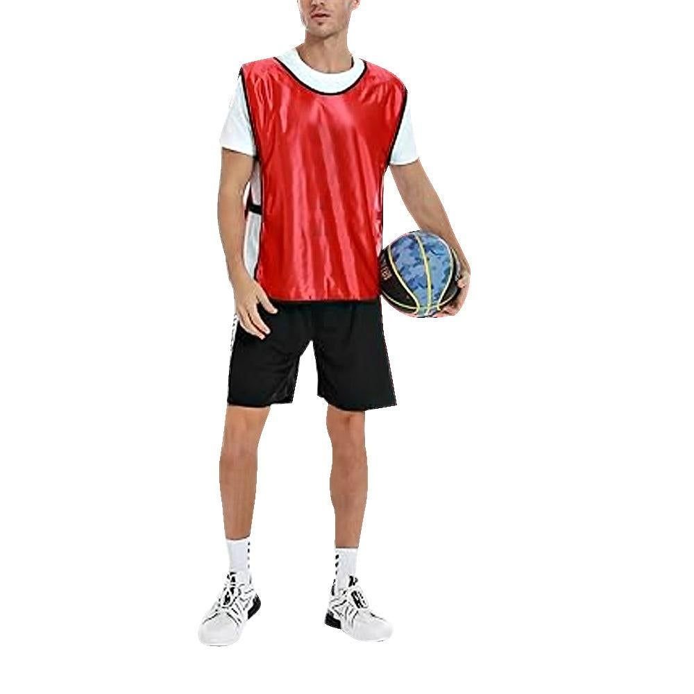 4Pcs Scrimmage Training Vest Team Sports Games Practice Jersey Red 3 4Pcs Scrimmage Training Vest Team Sports Games Practice Jersey Red - Image 3