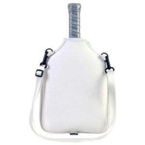 Pickleball Paddle Bag with Adjustable Shoulder Strap and Hanging Hook White