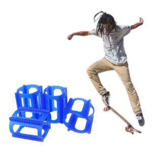4 Pieces Skater Trick Trainers Silicone Skateboard Wheel Stop Covers Skater Skill Training Tools Blue