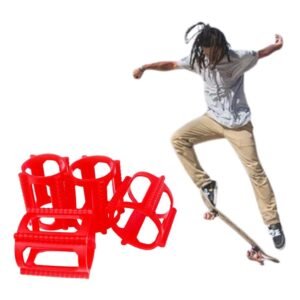 4 Pieces Skater Trick Trainers Silicone Skateboard Wheel Stop Covers Skater Skill Training Tools Red