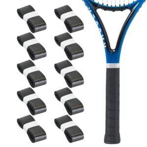 10 Pcs Tennis Racket Grip Tape PU Anti-Slip Overgrip Black