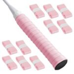 10 Pcs Tennis Racket Grip Tape PU Anti-Slip Overgrip Pink