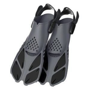Pair of Snorkel Fins Diving Swim Fins Adjustable Open Heel Swimming Barefoot Flippers Black – S