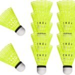 Durable Nylon Badminton Shuttlecocks Indoor Outdoor Training Recreational Yellow 12 Pack