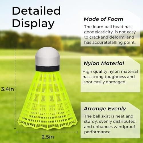 Durable Nylon Badminton Shuttlecocks Indoor Outdoor Training Recreational Yellow 12 Pack 2 Durable Nylon Badminton Shuttlecocks Indoor Outdoor Training Recreational Yellow 12 Pack - image 2