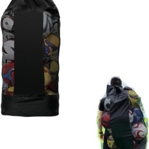 1pc Ball Storage Bag Black L Mesh Net Bag for Basketball Football Volleyball
