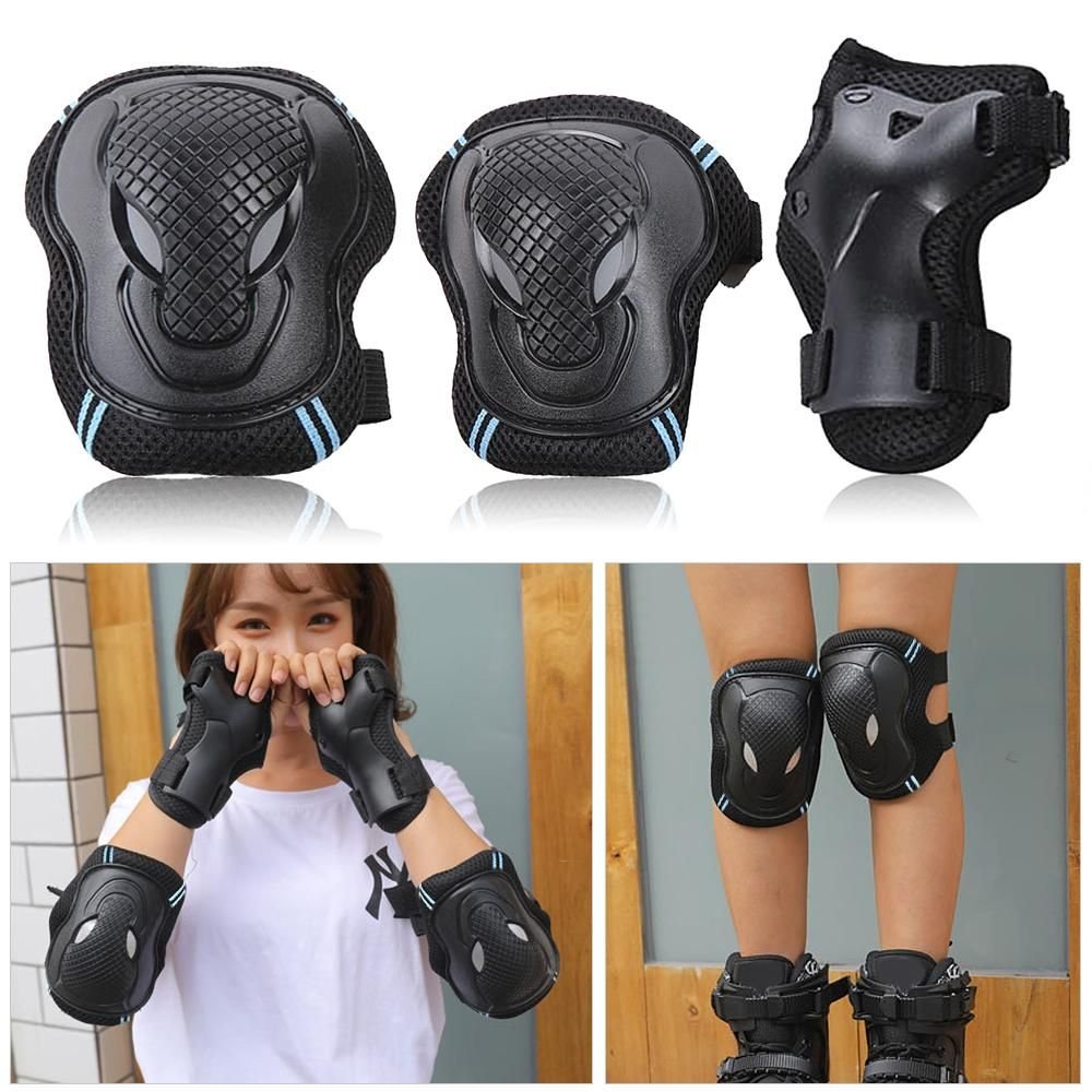 6Pcs Protective Gear Set Knee Elbow Wrist Guards for Skateboard Cycling Riding - L 3 6Pcs Protective Gear Set Knee Elbow Wrist Guards for Skateboard Cycling Riding – L - image 3
