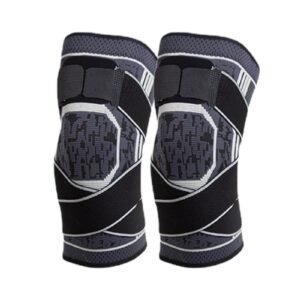 2Pcs Men Women Knee Compression Sleeve For Knee Pain Relief Supportive Knee Sleeve-Grey 2XL