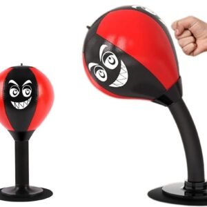 Desk Punching Bag Desktop Toy with Strong Suction Cup Fun Punch Desktop Game-Red