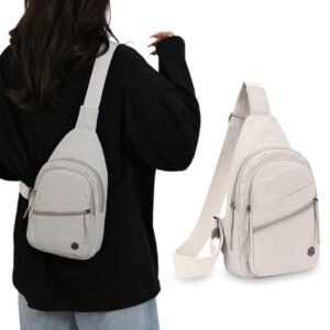 Sling Bag for Women Sling Backpack Chest Daypack Crossbody Bag – White
