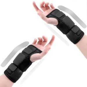 1Pair Carpal Tunnel Wrist Brace Carpal Tunnel Splint Arthritis Pain and Support For Sprained Relief Night Work – Black & L