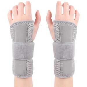 1Pair Carpal Tunnel Wrist Brace Carpal Tunnel Splint Arthritis Pain and Support For Sprained Relief Night Work – Gray & L
