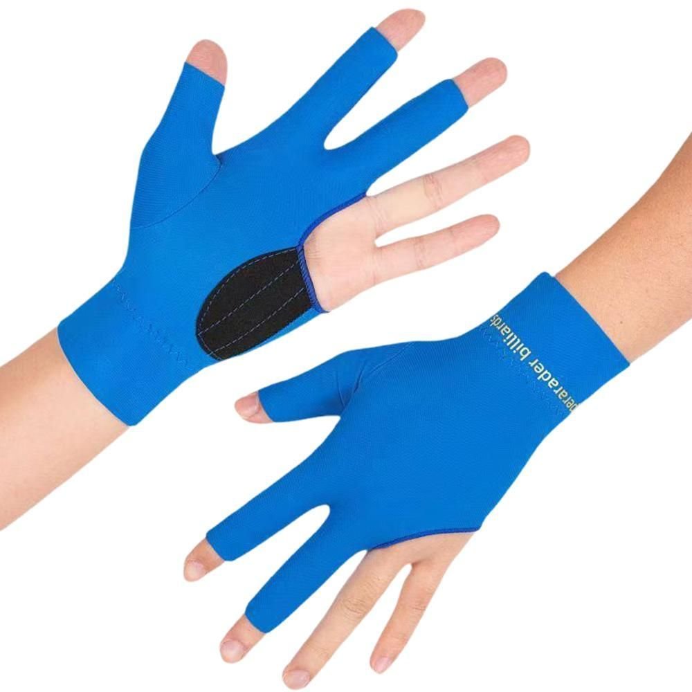 1 Pair Three Finger Billiards Gloves For Left Hand Pool And Snooker - Blue 2 1 Pair Three Finger Billiards Gloves For Left Hand Pool And Snooker – Blue - image 2
