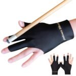 1 Pair Three Finger Billiards Gloves For Left Hand Pool And Snooker – Black