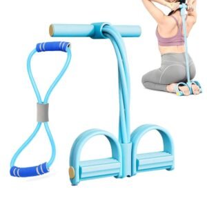 6 Tube Pedal Ankle Puller Fitness Exercise Rope with 8 Shape Resistance Band – Blue