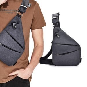 Anti Theft Sling Bag Oxford Cloth Chest Shoulder Bag Travel Crossbody Pack – Left