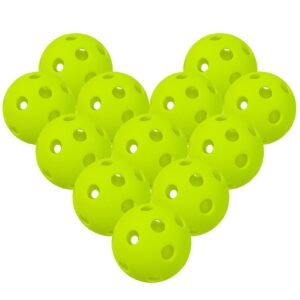 12 Packs 26 Holes Indoor Pickleball Balls for Indoor Courts (Fluorescent Green)
