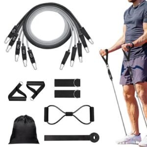 11Pcs Resistance Band Set Yoga Pilates Abs Exercise Fitness Tube Workout Bands