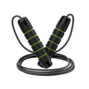 Adjustable Steel Jump Rope with Ball Bearings Foam Handles Tangle Free – Green