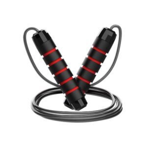 Adjustable Steel Jump Rope with Ball Bearings Foam Handles Tangle Free – Red